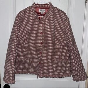 Pendleton Plaid Wool Blazer Jacket Pink Gray Plus Size 22W Made In USA 2x 3x
